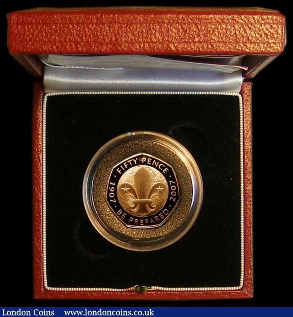 London Coins : A183 : Lot 169 : Fifty Pence 2007 100 Years of Scouting Gold Proof FDC in the case of issue with certificate