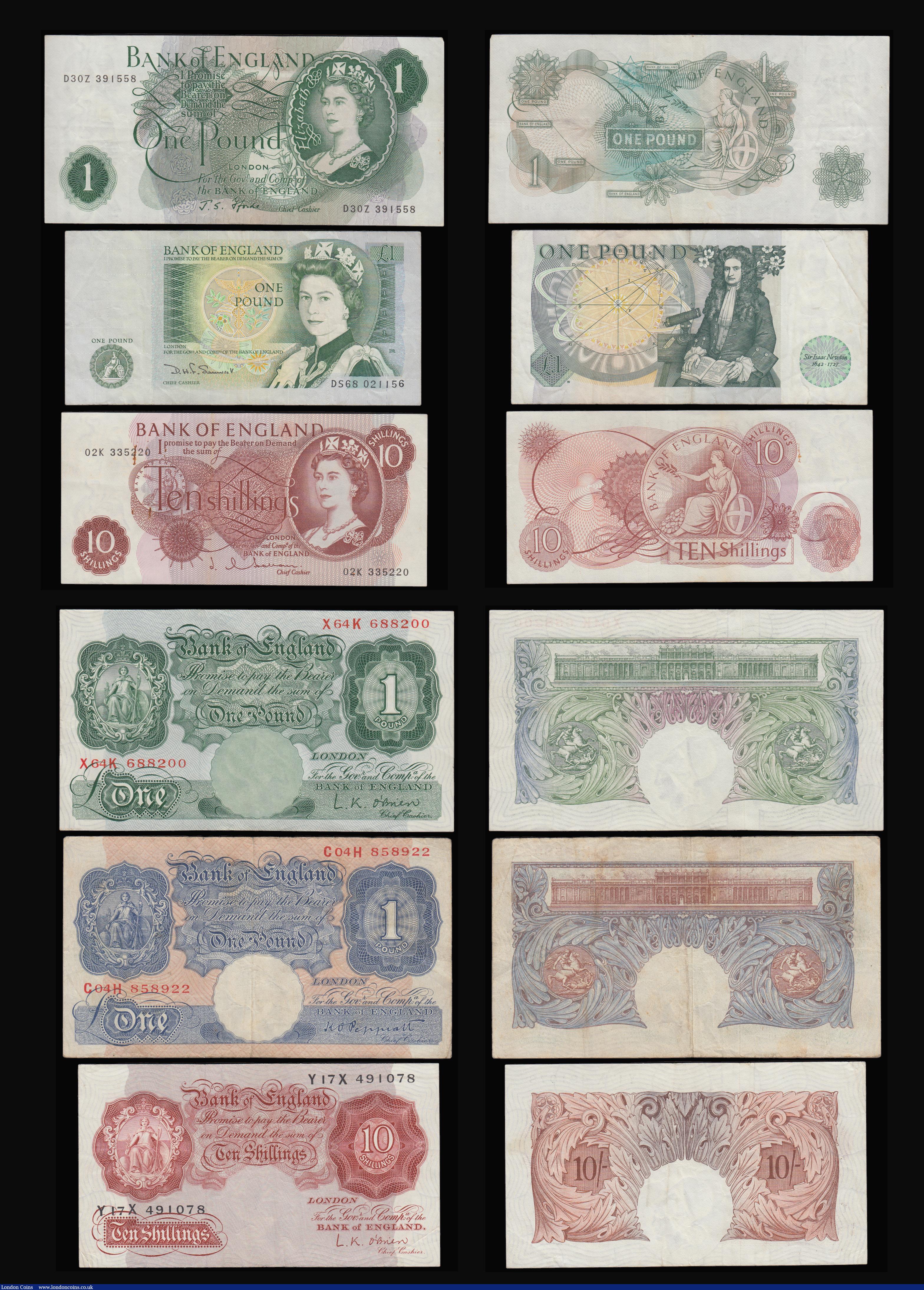 London Coins : A183 : Lot 17 : Five Pounds O'Brien white B276 dated 23rd November 1955 VF with inked number front top. Ten Pou...