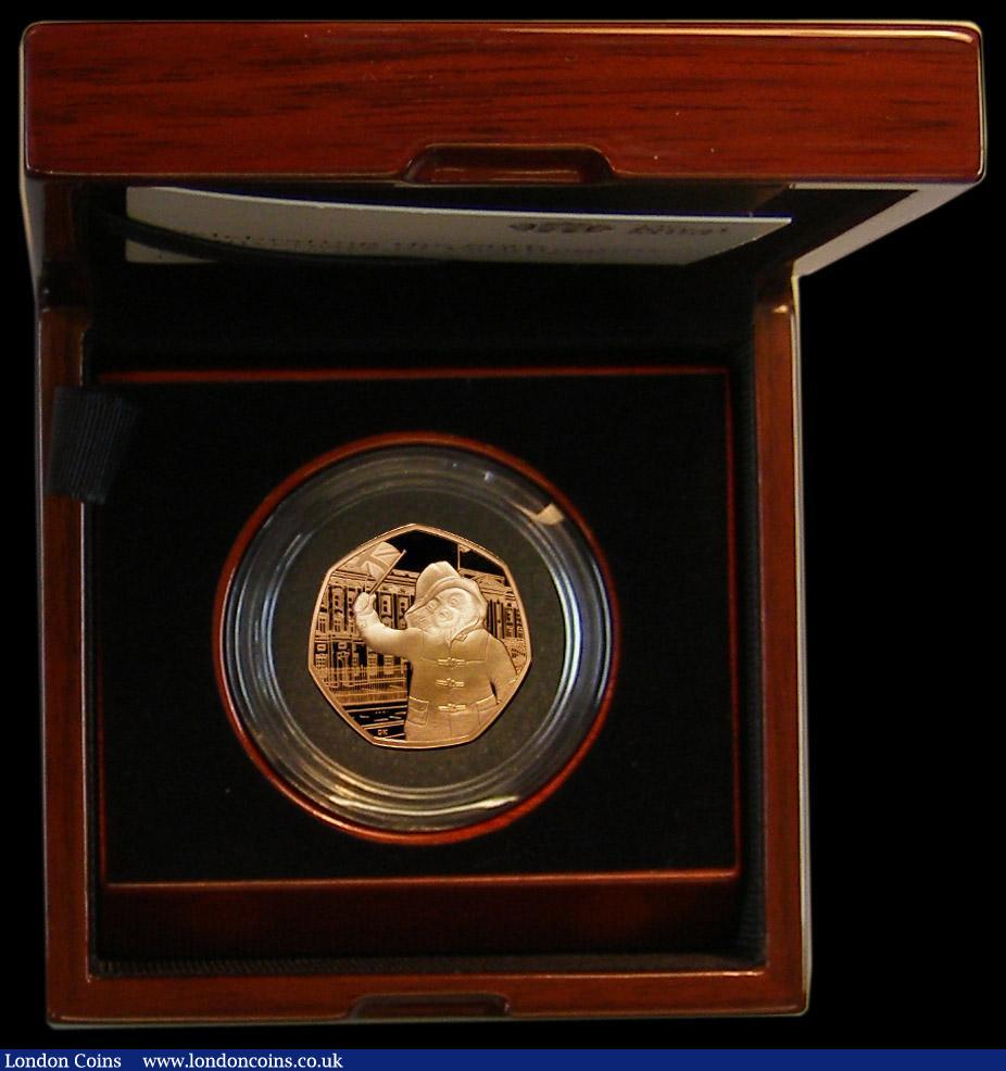 London Coins : A183 : Lot 178 : Fifty Pence 2018 Paddington Bear 60th Anniversary - At the Palace Gold Proof S.H59 FDC in the Royal ...
