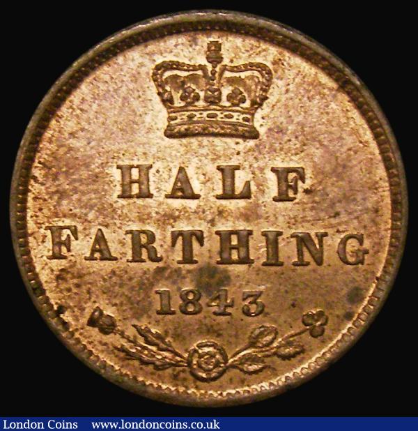 Half Farthing 1843 Peck 1593 UNC the obverse with around 60% lustre, the reverse with around 30% lustre, in an LCGS holder and graded LCGS 82 : English Coins : Auction 183 : Lot 1801