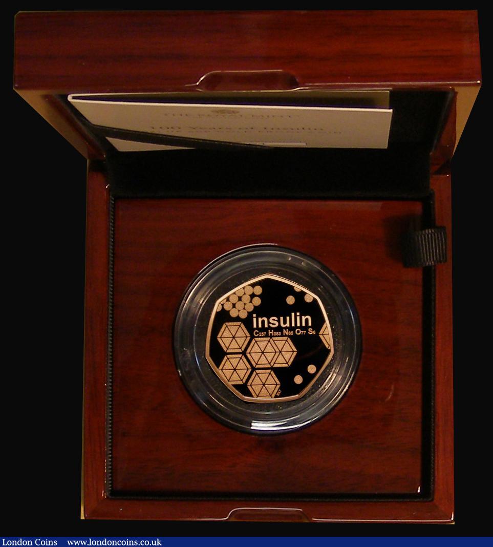 London Coins : A183 : Lot 183 : Fifty Pence 2021 100th Anniversary of the Discovery of Insulin Gold Proof S.H99 FDC in the Royal Min...