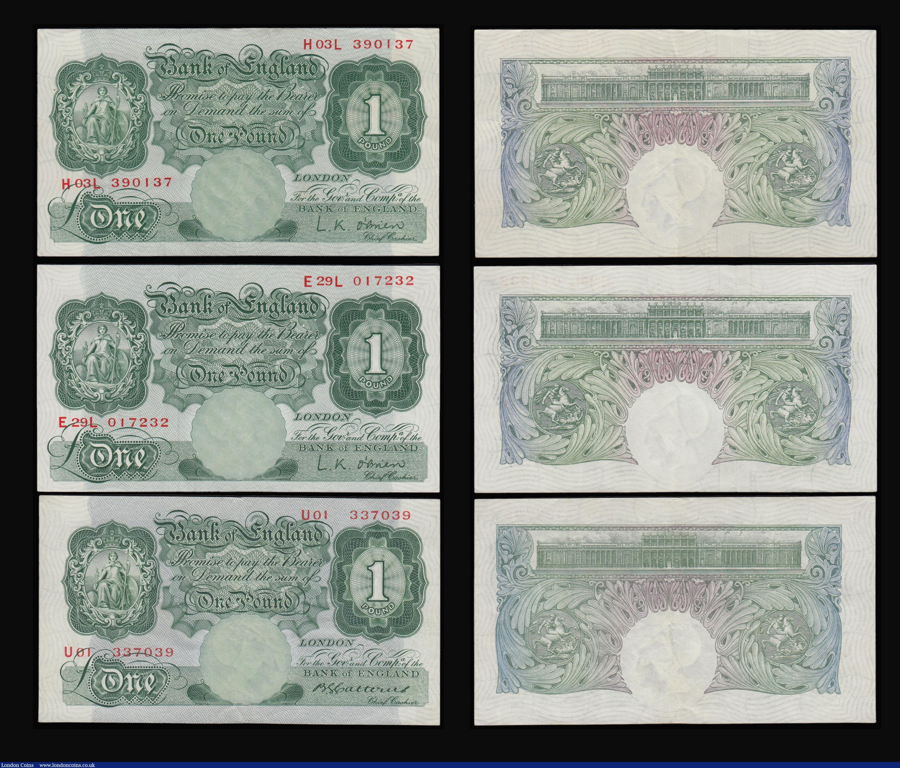 London Coins : A183 : Lot 19 : Bank of England (8) Five Pounds Lion and Key E24 prefix, 1 Pounds Catterns U01 337039 nEF, Peppiatt ...