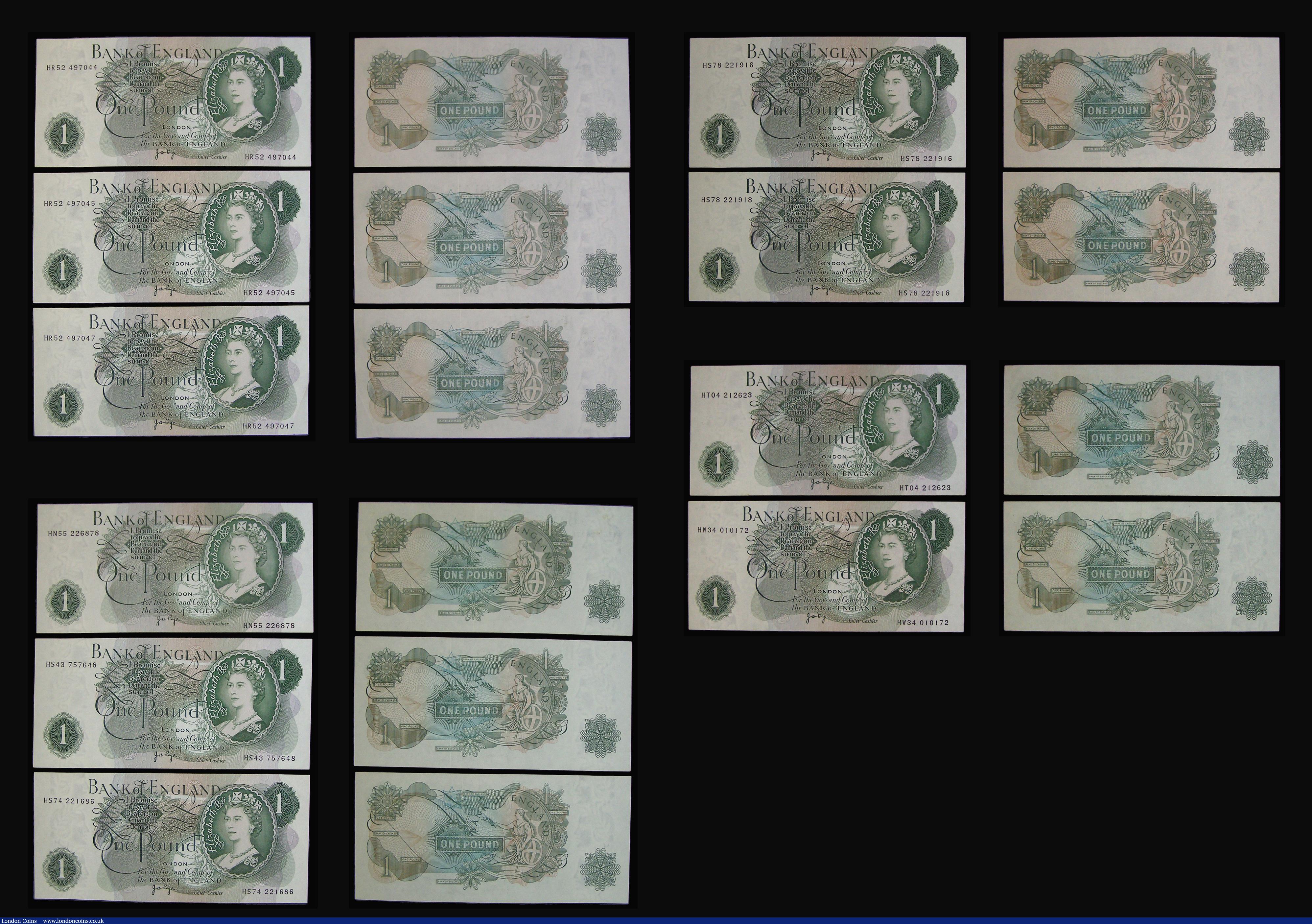 London Coins : A183 : Lot 20 : One Pound Page (22) one being B320 Y02K prefix EF the rest B322 (21) these AU-Unc including some con...
