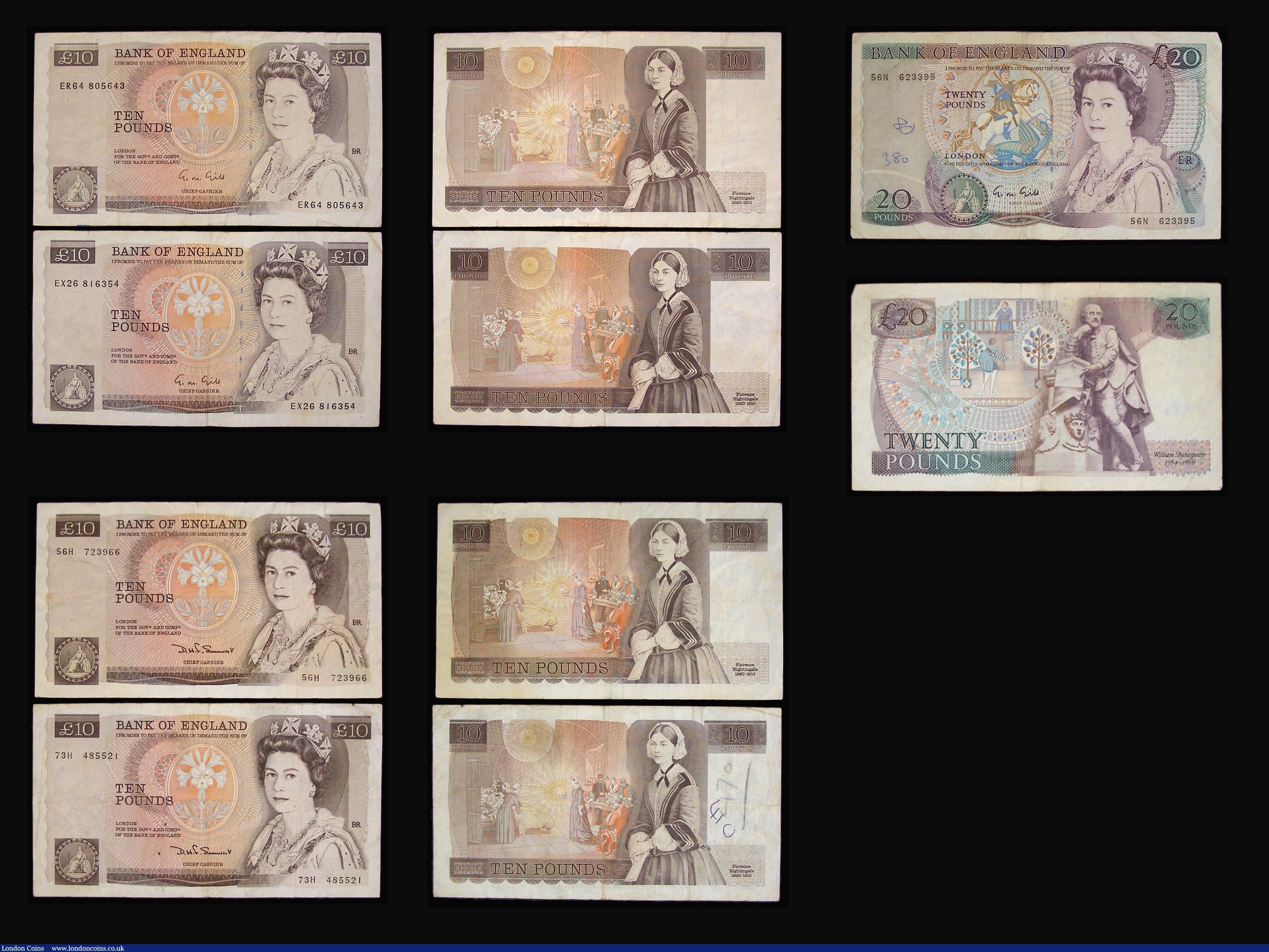London Coins : A183 : Lot 21 : Twenty Pounds Shakespeare reverse signed Gill (13). Ten Pounds Florence Nightingale Gill and Somerse...