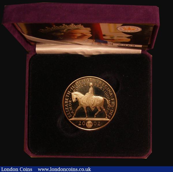 Five Pound Crown 2002 Queen Elizabeth II Golden Jubilee Gold Proof S.L10 UNC to nFDC with 'cloudy' tone, in the Royal Mint box of issue with certificate and booklet : English Cased : Auction 183 : Lot 246