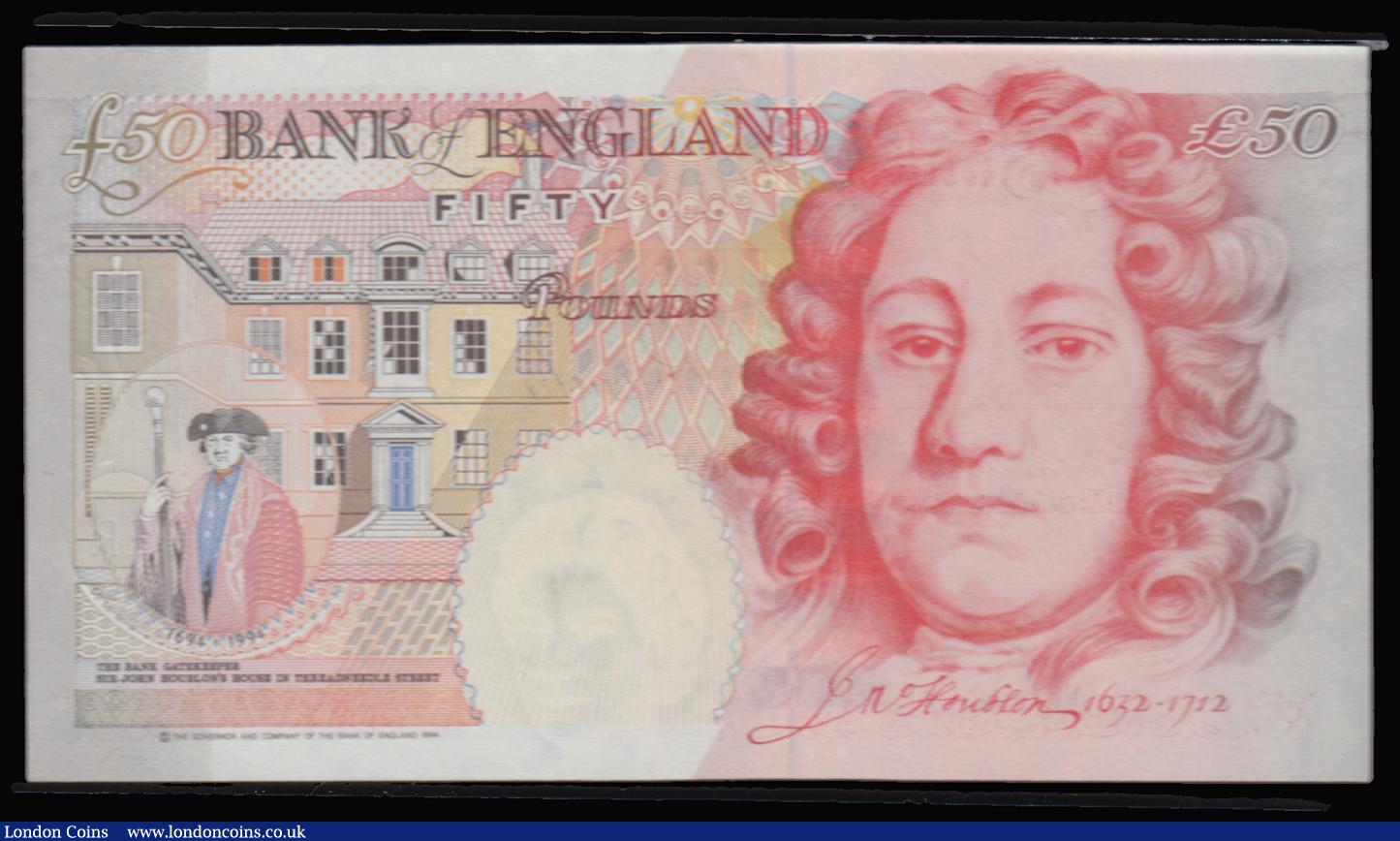 London Coins : A183 : Lot 30 : Fifty Pounds Kentfield B377 issued 1994, special low number series PW50 000047, (this note was origi...