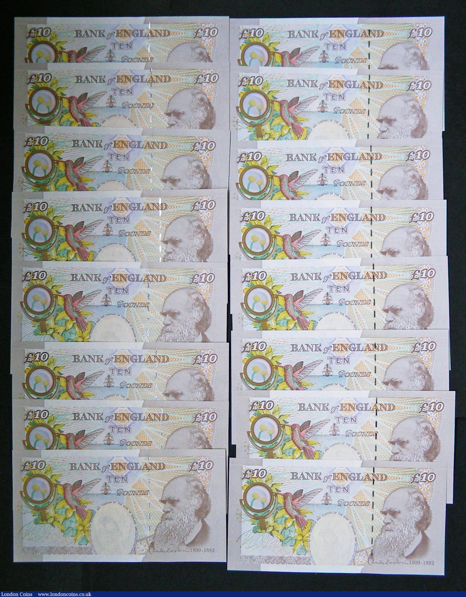 London Coins : A183 : Lot 32 : Ten Pounds Lowther Charles Darwin 2000 B388 THE COMPANY (4) and B390 AND COMPANY (12) a high grade g...