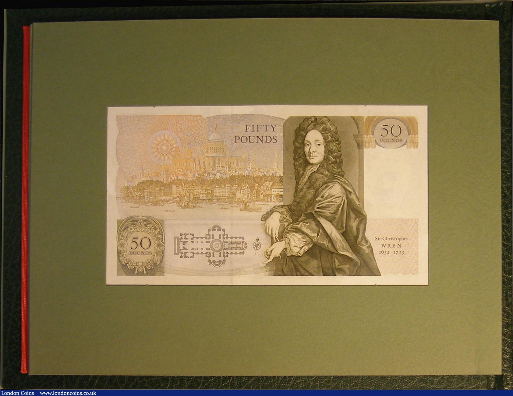 London Coins : A183 : Lot 44 : Bank of England Kentfield £50, 1st and last pair in presentation pack, C113, serial numbers A0...