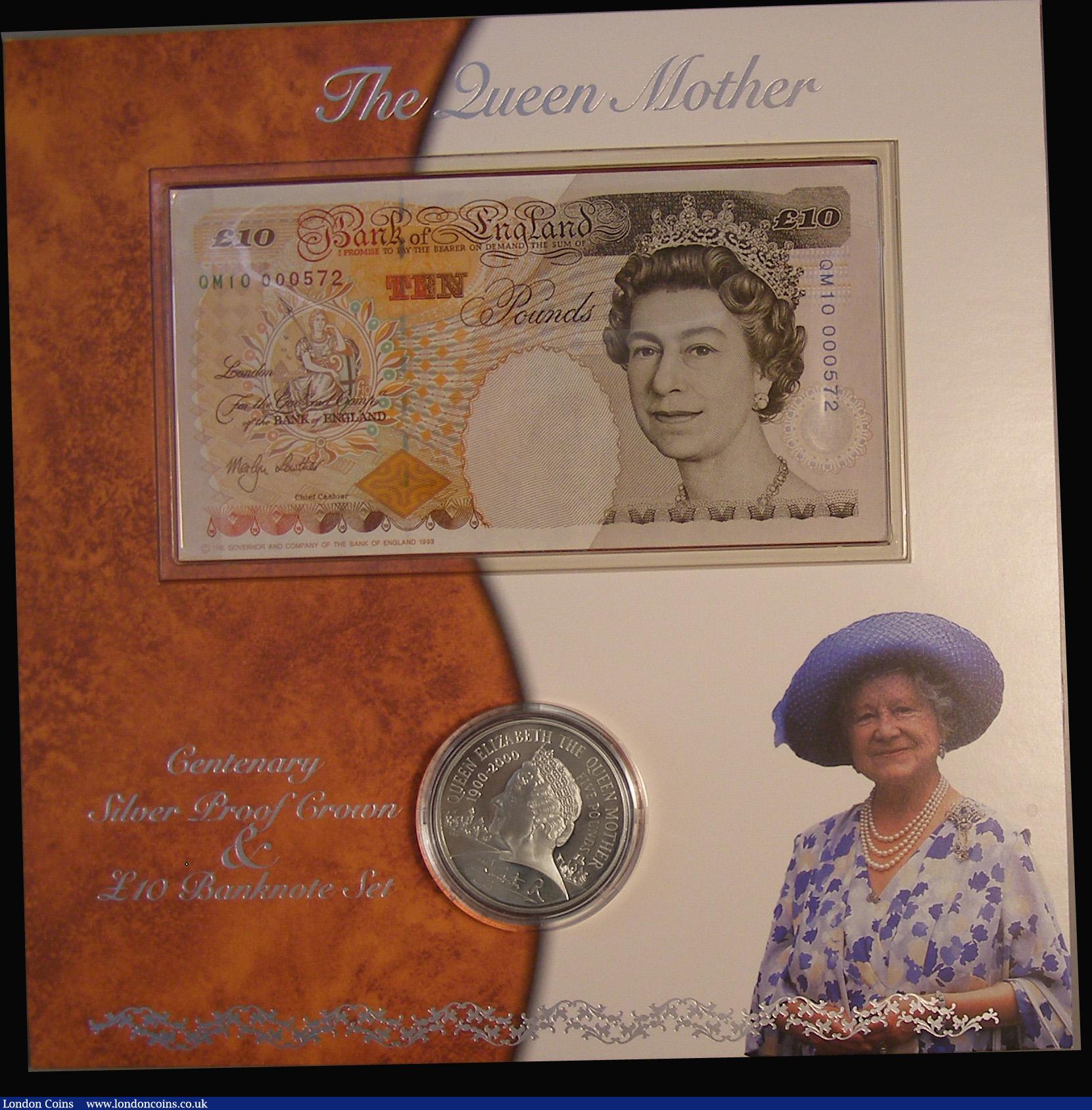 London Coins : A183 : Lot 47 : Bank of England Queen Mother Presentation Sets (2) Lowther £10 QM10 000572 and Five Pounds QM1...