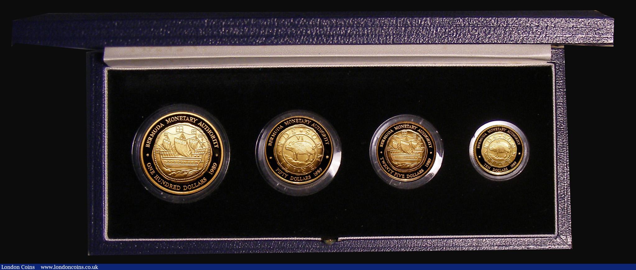 London Coins : A183 : Lot 516 : Bermuda Gold Proof set 1989 Bermuda Monetary Authority - Hogge Money, a 4-coin set in .999 gold KM#P...