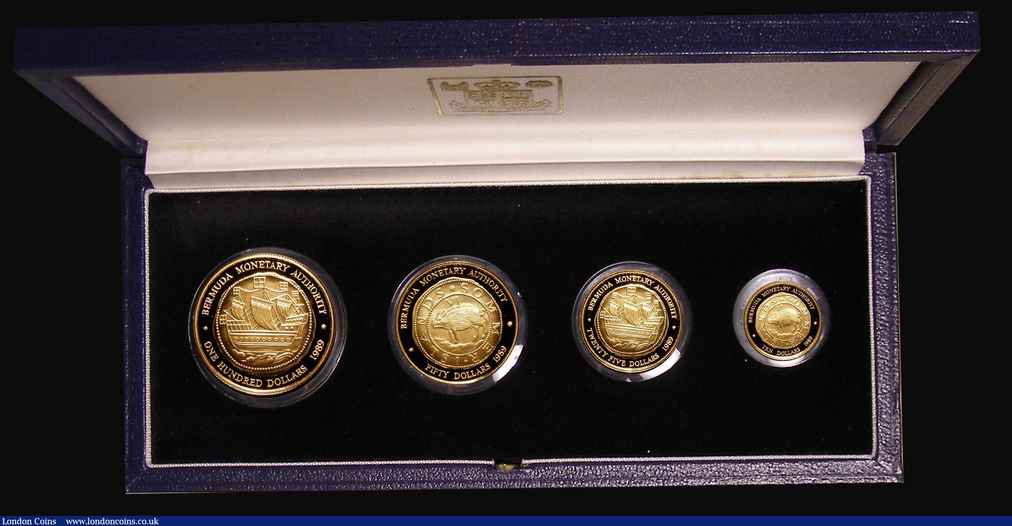 London Coins : A183 : Lot 517 : Bermuda Gold Proof set 1989 Bermuda Monetary Authority - Hogge Money, a 4-coin set in .999 gold KM#P...