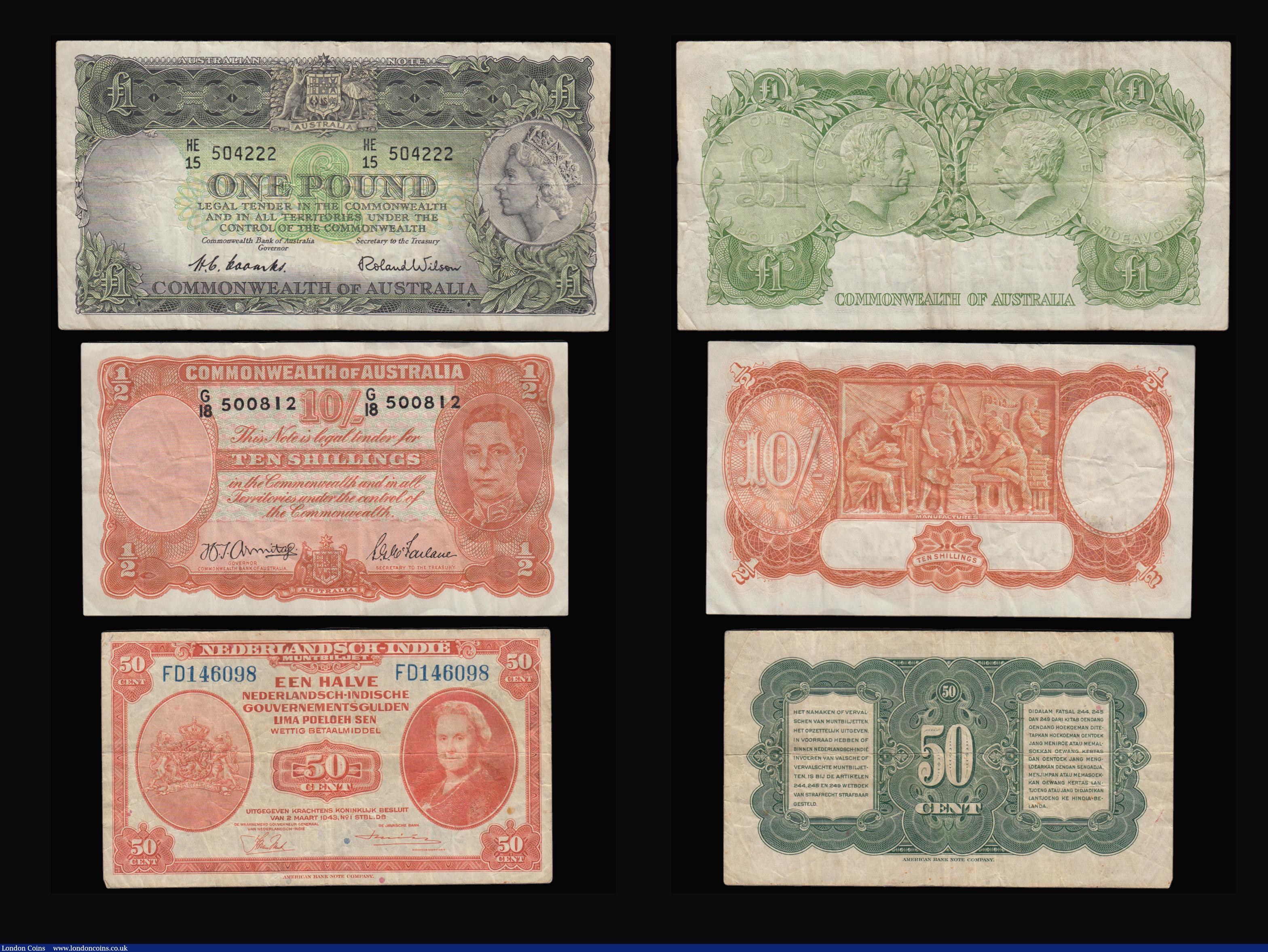 London Coins : A183 : Lot 57 : Australia 1 Pound Coombs and Watt George VI Pick 26c Fine, 1 Pound (1961) QEII green Coombs and Wils...