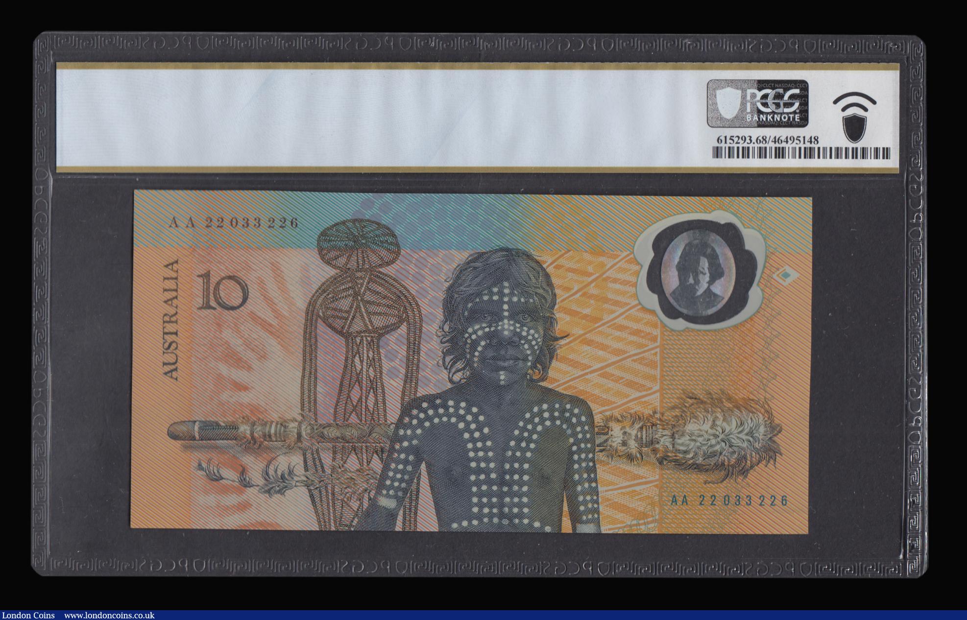 London Coins : A183 : Lot 61 : Australia 10 Dollars 1988 Bi-Centennial Commemorative Polymer issue Pick 49a series AA22033226 PCGS ...