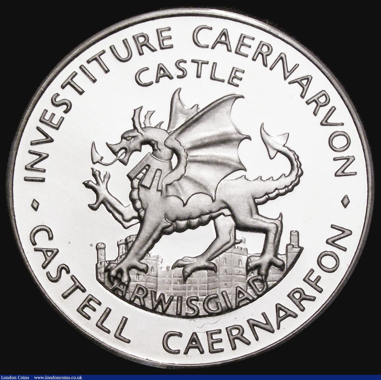 London Coins : A183 : Lot 709 : Investiture of King Charles III (then Prince Charles) as Prince of Wales 1969 40mm diameter in silve...