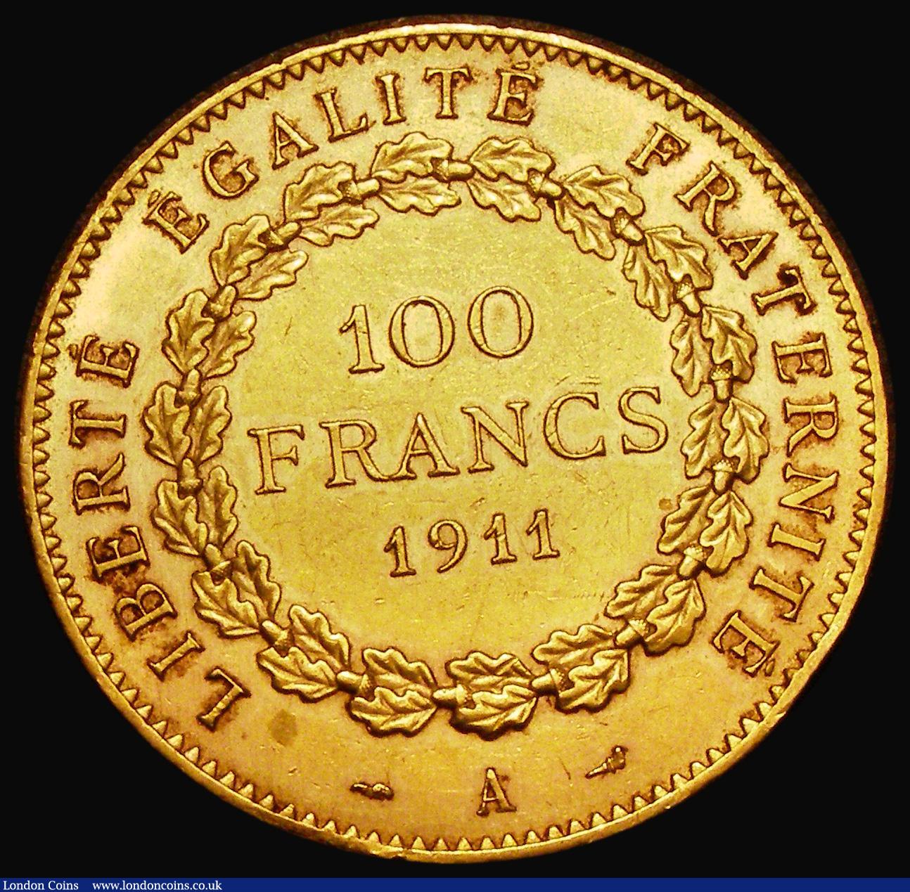 London Coins : A183 : Lot 925 : France 100 Francs Gold 1911A KM#858 NEF with some gentle edge bruises