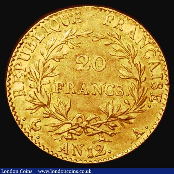 France 20 Francs Gold An 12A, Paris Mint, Obverse legend NAPOLEON PREMIER CONSUL, KM#651 Good Fine : World Coins : Auction 183 : Lot 929