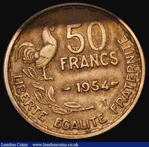France 50 Francs 1954 KM#918.1 Fine with a toning area at the top of the reverse, scarce : World Coins : Auction 183 : Lot 936
