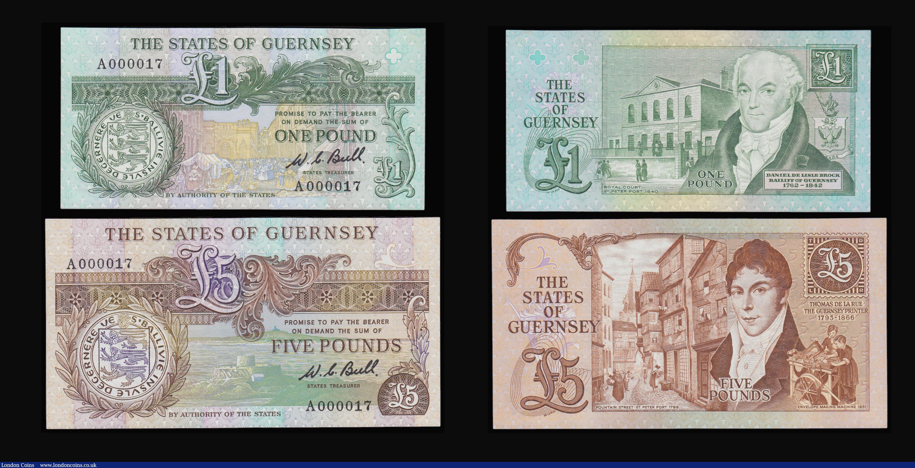 London Coins : A183 : Lot 96 : Guernsey States Treasurer of The States 1980 very First issue W.C. Bull signature with matching Exce...
