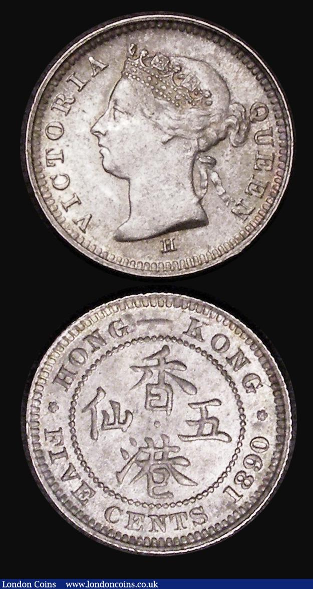 London Coins : A183 : Lot 981 : Hong Kong (2) Twenty Cents 1887 KM#7 NEF/GVF cleaned, with some gold tone, Five Cents 1890H KM#5 GEF...
