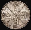 London Coins : A183 : Lot 1520 : Double Florin 1887 Arabic 1 ESC 395, Bull 2697, GEF and attractively toned, the obverse with some co...