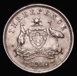 London Coins : A183 : Lot 845 : Australia Threepence 1910 KM#18 NEF with light gold tone