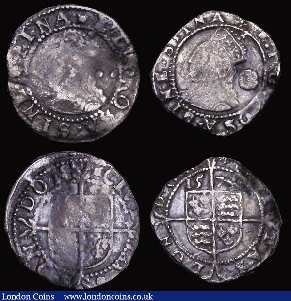 Halfgroat Elizabeth I Sixth Issue S.2579 mintmark Woolpack, 0.94 grammes, Fair, creased, Halfpenny Charles I  S.2851 no legend or mintmark, 0.22 grammes, Fine Threehalfpence Elizabeth I 1578 Fourth Issue, S.2566, mintmark Eglantine, 0.63 grammes, Near Fine : Hammered Coins : Auction 184 : Lot 1433