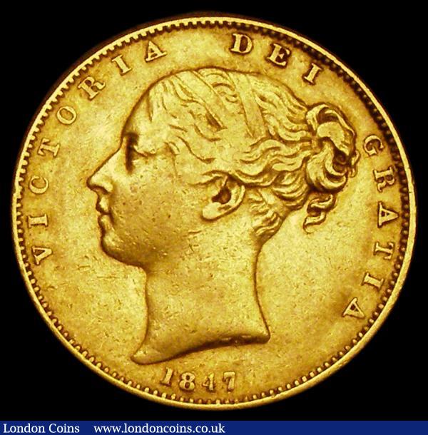 Sovereign 1847 Marsh 30, S.3852, Fine : English Coins : Auction 184 : Lot 1948