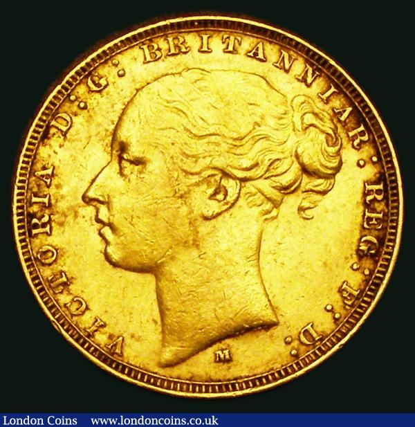 Sovereign 1883M George and the Dragon, Horse with short tail, W.W. buried in truncation, No B.P., S.3857A, Near VF : English Coins : Auction 184 : Lot 2048