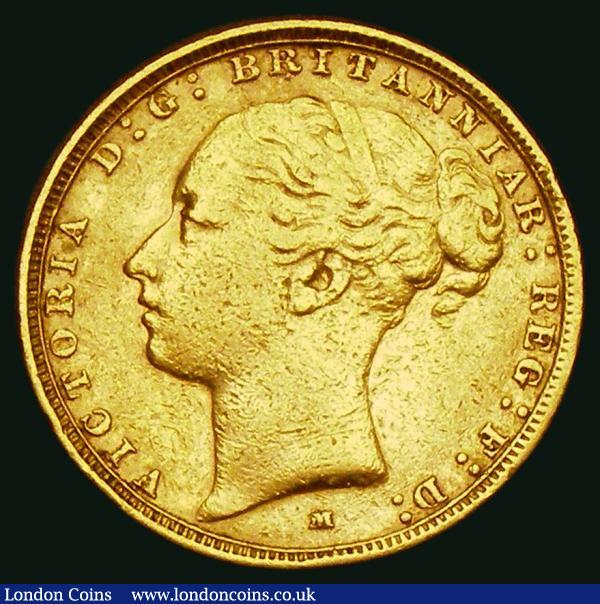 Sovereign 1883M George and the Dragon, Horse with short tail, W.W. complete on truncation, Small B.P, Marsh 105A, S.3857C, Fine with some contact marks : English Coins : Auction 184 : Lot 2049