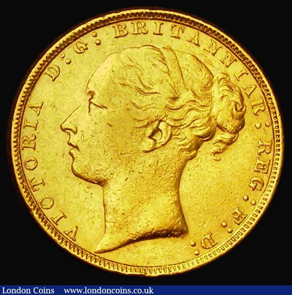 Sovereign 1884 George and the Dragon, Horse with short tail, W.W. complete on truncation, Small B.P. ,Marsh 92A, S.3856F Good Fine/NVF : English Coins : Auction 184 : Lot 2055