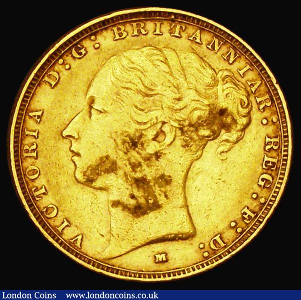 Sovereign 1885M George and the Dragon, Horse with short tail, W.W. complete on truncation, Small B.P., Marsh 107A, S.3857C, Fine/Good Fine, the obverse with some surface deposit : English Coins : Auction 184 : Lot 2067