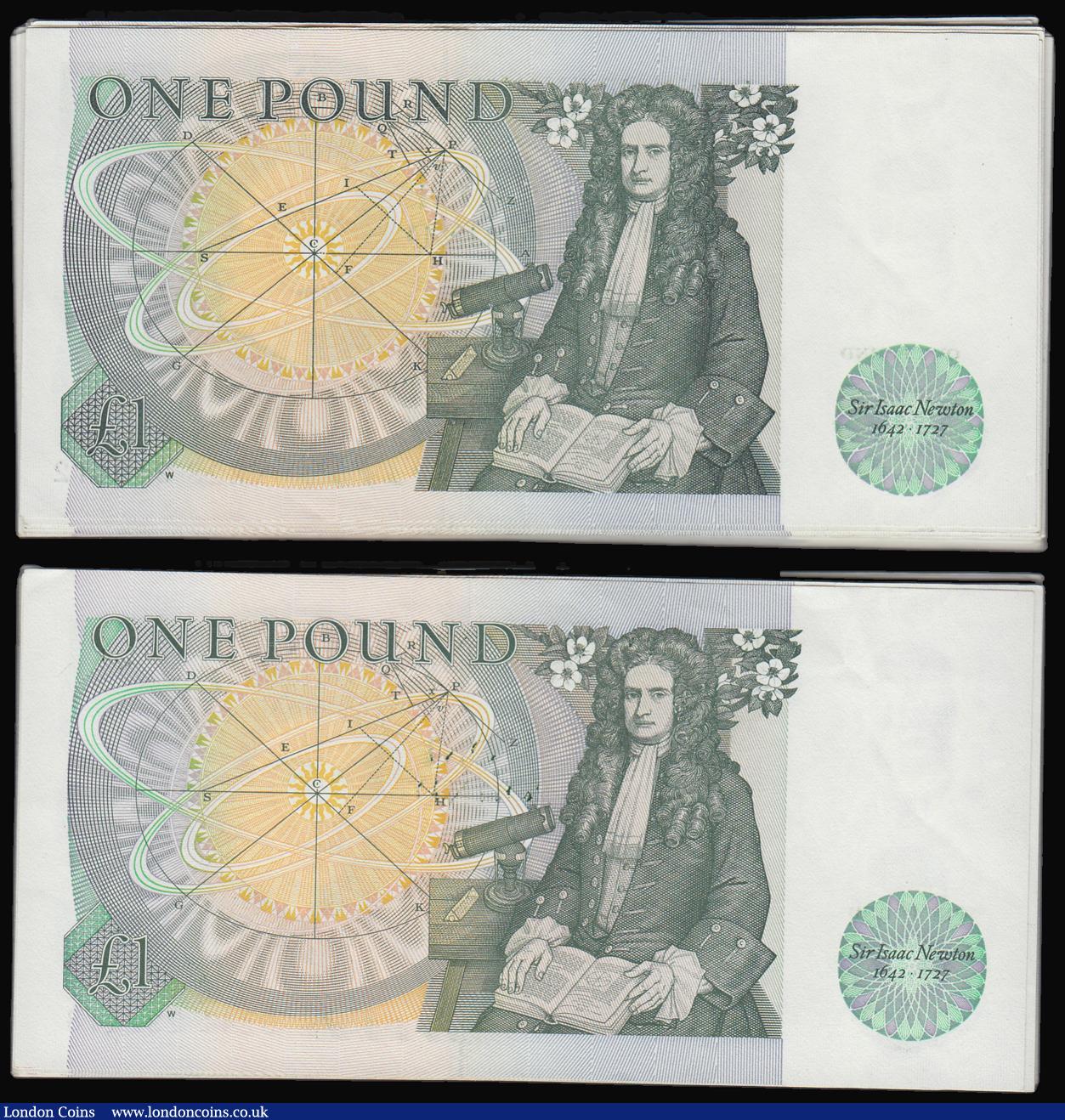 London Coins : A184 : Lot 103 : One Pounds Isaac Newton reverse (80) Page and Somerset (80) a high grade group generally EF-Unc