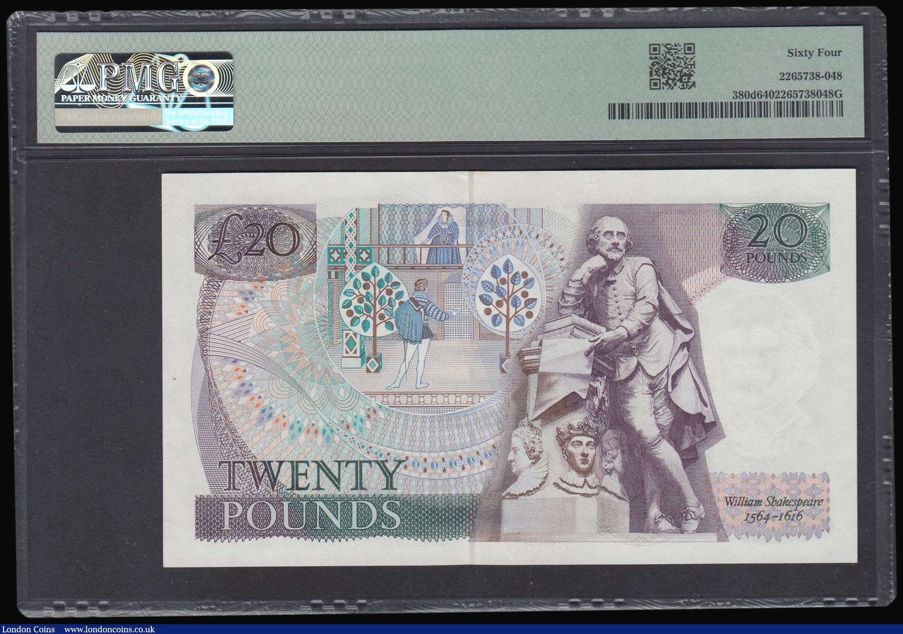 London Coins : A184 : Lot 110 : Twenty Pounds Somerset B351 issued 1984 Shakespeare reverse, first run low number 01A 000206 Choice ...