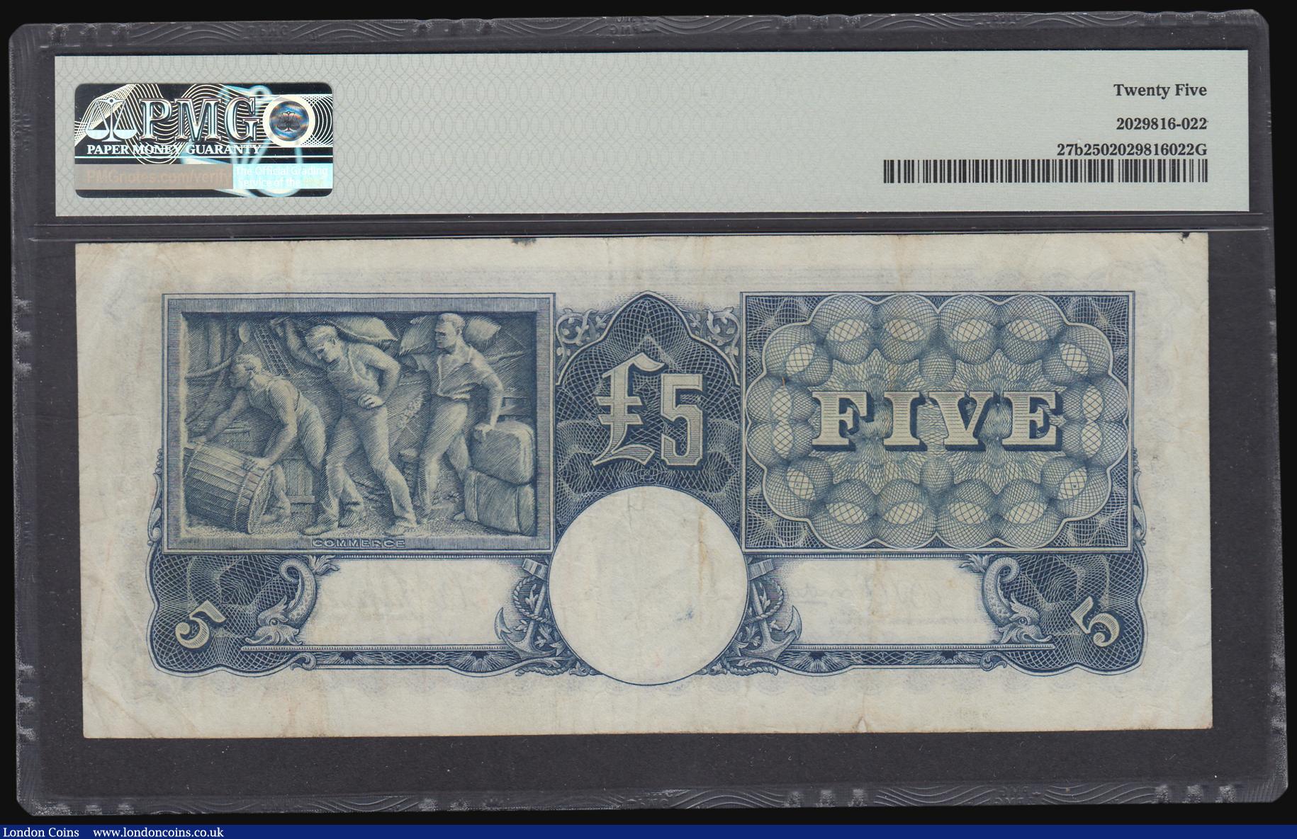 London Coins : A184 : Lot 148 : Australia Five Pounds George VI at left (1941) Armitage and McFarlane Pick 27b Very Fine PMG 25