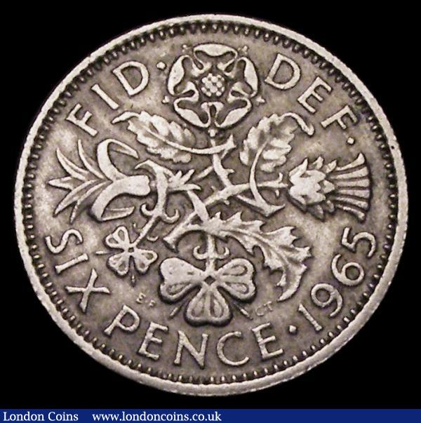 Sixpence 1965 Obverse: Second A of GRATIA points to a space, ESC 1838T, Bull 4551, Davies 2503 dies 1C, Fine, a very rare die pairing. We note the Peter Davies collection example sold in London Coins Auction A124 February 2009 was only  VF and realised £45 hammer price : English Coins : Auction 184 : Lot 1928