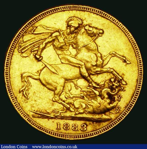 Sovereign 1883M George and the Dragon, Horse with short tail, W.W. buried in truncation, No B.P., S.3857A, Near VF : English Coins : Auction 184 : Lot 2048