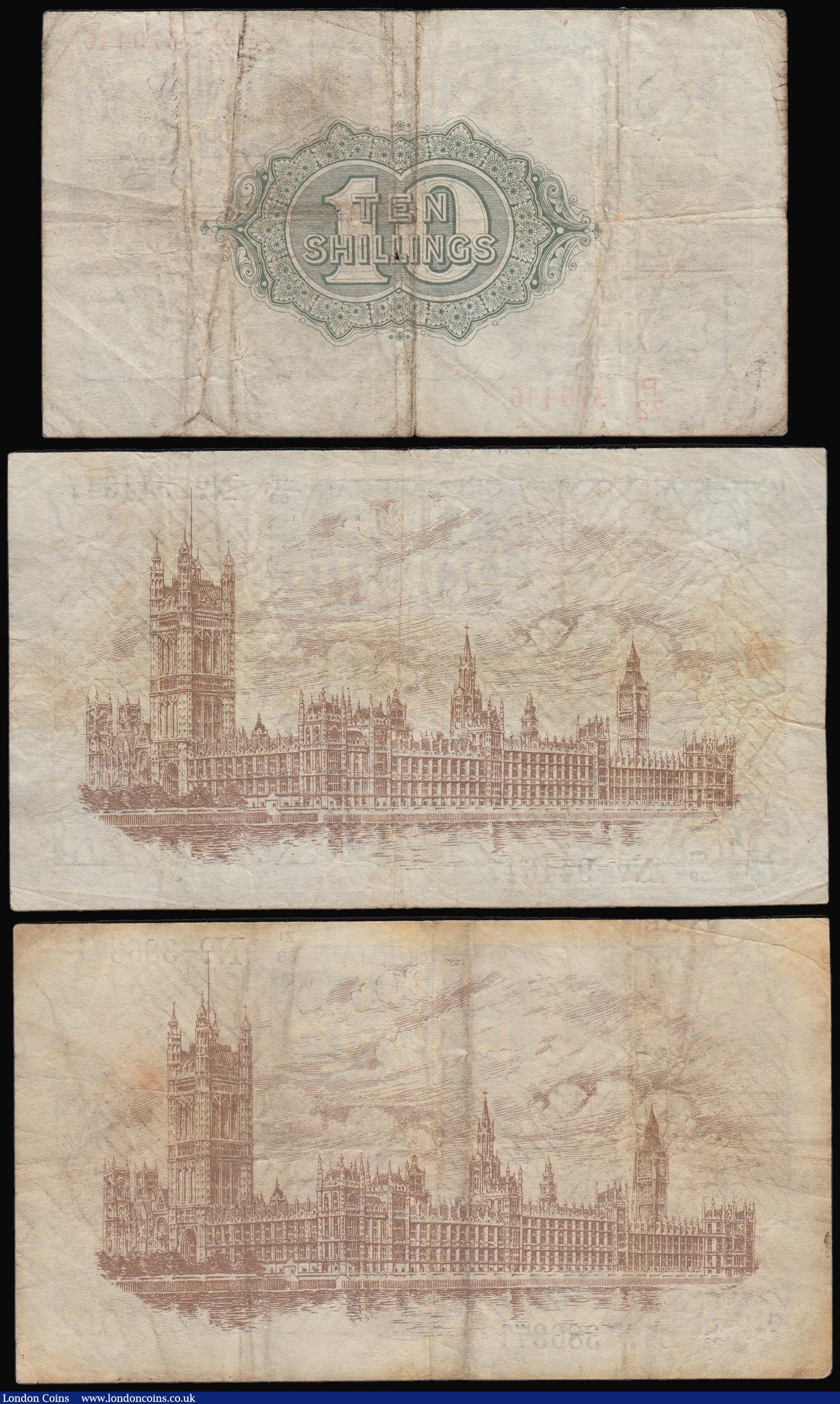 London Coins : A184 : Lot 23 : Treasury Warren Fisher (3) Ten Shillings T30 prefix P/72 Very Good. One Pound T31 prefix G1/69 Fine ...