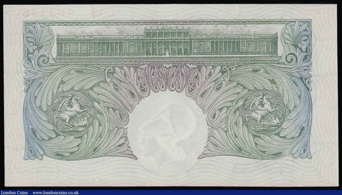 London Coins : A184 : Lot 29 : One Pound Catterns B225 Green Britannia medallion issue 1930 serial number L13 462436, a pleasing an...
