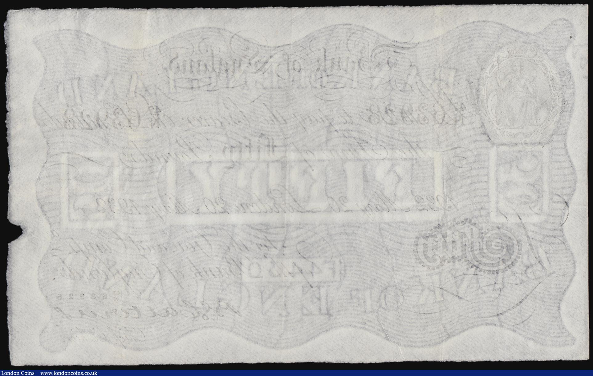London Coins : A184 : Lot 30 : Fifty Pounds white Catterns German Bernhard forgery WW2 dated 20 May 1932 47/N 63928 VF or better