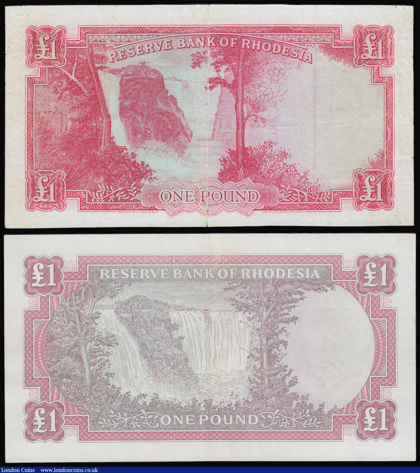 London Coins : A184 : Lot 331 : Rhodesia 1 Pound (2) 19.10.1964 VG-Fine and 15.6.1966 VF 
