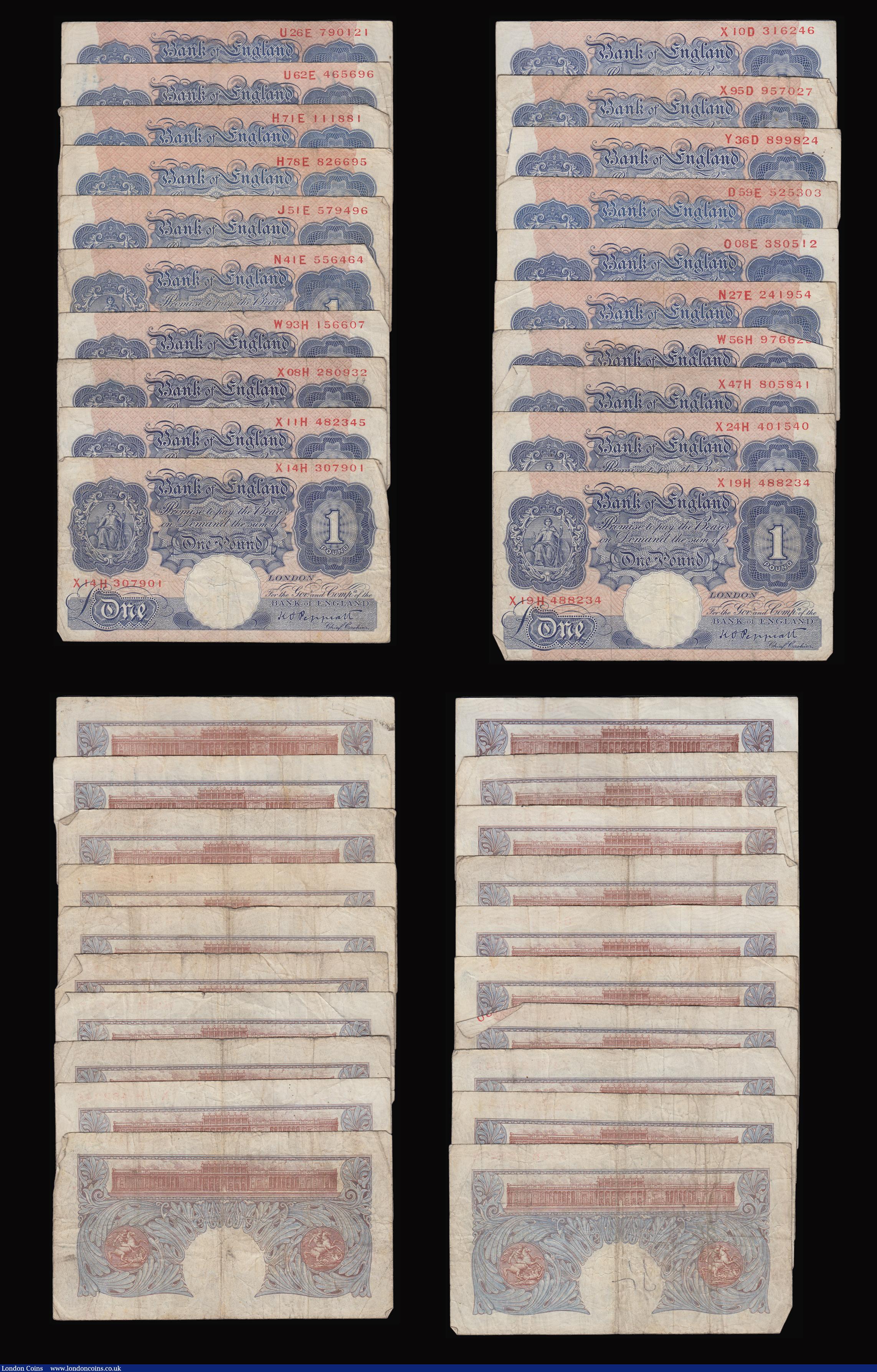 London Coins : A184 : Lot 42 : One Pound Peppiatt Blue B249 (50) from circulation generally in collectable lower grades
