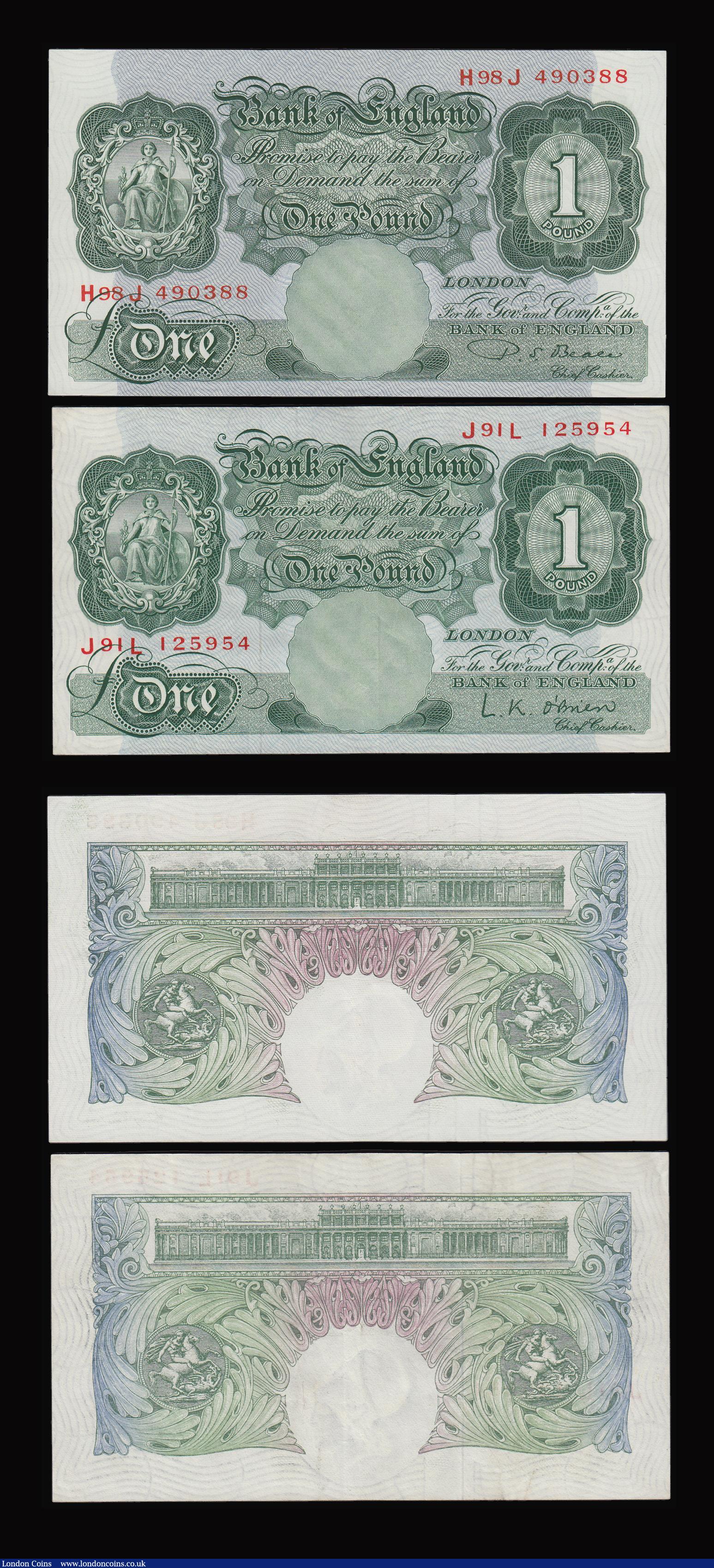 London Coins : A184 : Lot 63 : One Pound Beale B268 1950 H98J 490388 AU, replacement B269 S25S 940801 EF or better. O'Brien 19...