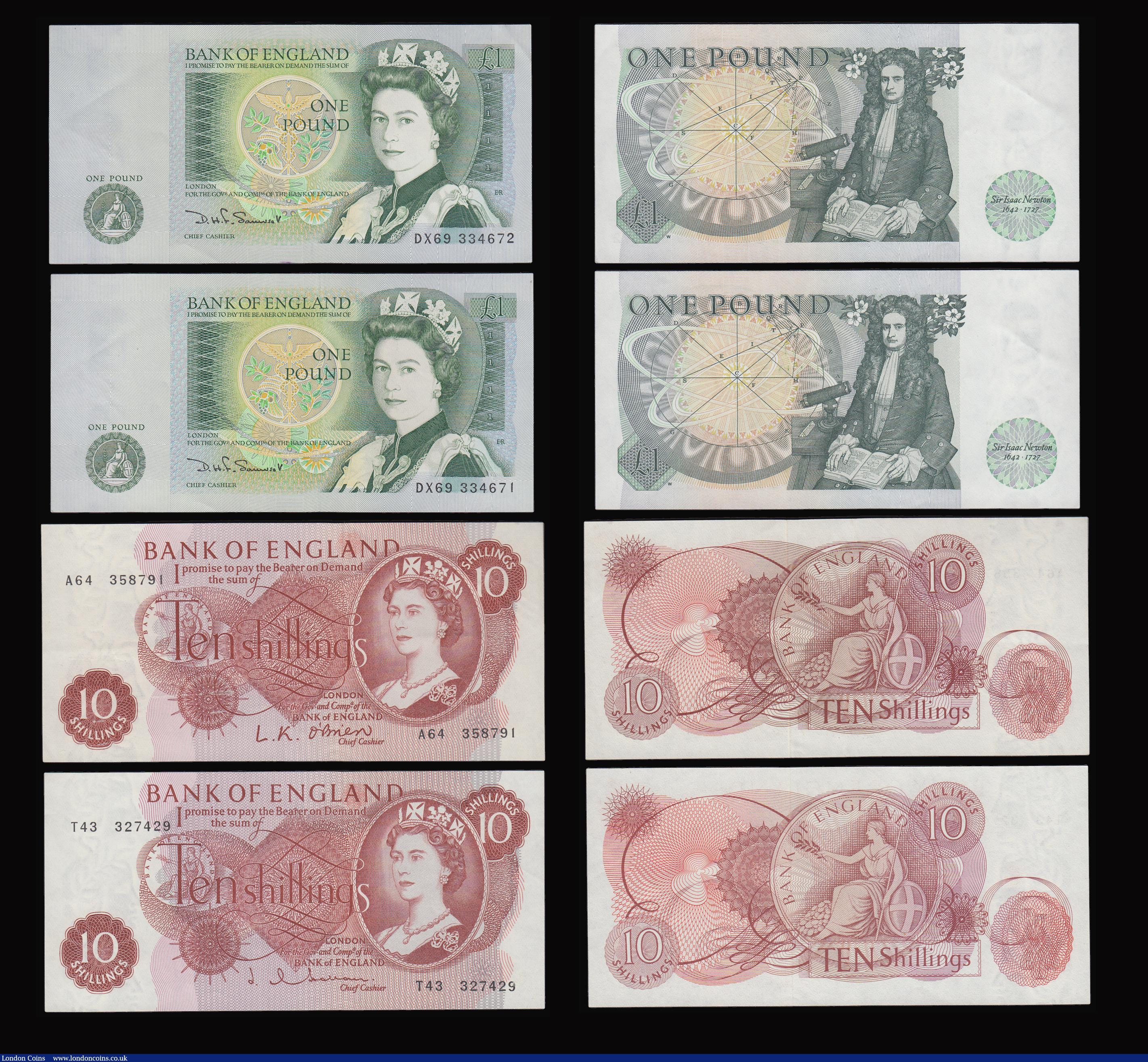 London Coins : A184 : Lot 81 : Ten Pounds Page Lion and Key C61 prefix GVF. One Pounds O'Brien 1955 B273 (3 consecutives) A95K...