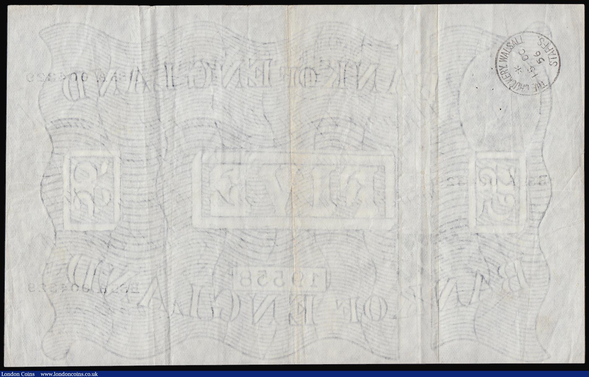 London Coins : A184 : Lot 86 : Five Pounds O'Brien white B276 dated 16 January 1956 series B85A 004329, aVF