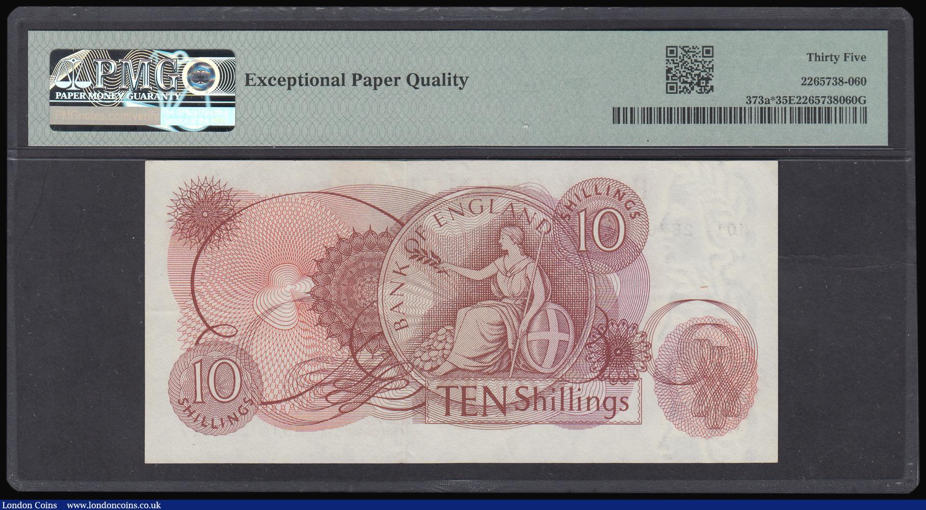 London Coins : A184 : Lot 98 : Ten Shillings O'Brien B287 issued 1961, QE2 portrait, first run replacement series M01 257617 C...
