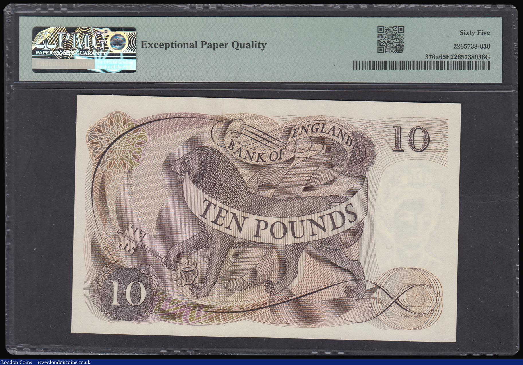 London Coins : A184 : Lot 99 : Ten Pounds Hollom B299 issued 1964 first run A01 030895, Gem Uncirculated PMG 65 EPQ
