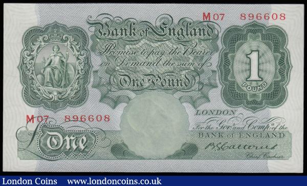 One Pound Catterns 1930 B225 M07 896608, about UNC : English Banknotes : Auction 185 : Lot 132