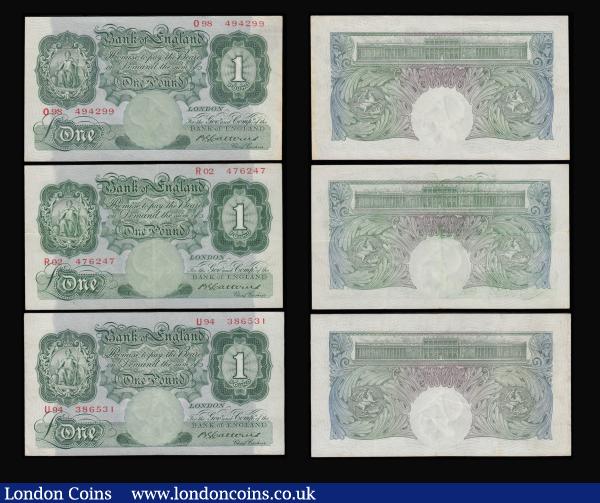 One Pound Catterns B225 issued 1930 (6) average EF mid prefixes a useful group : English Banknotes : Auction 185 : Lot 135