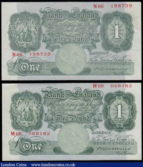 One Pound Catterns B225 issued 1930 in high grade (2) M68 068183 and N66 198739 both EF or near so : English Banknotes : Auction 185 : Lot 137