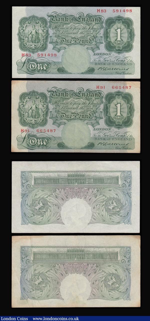 One Pound Green Catterns B225 issued 1930 FIRST series letter H (4) prefix  H37 near VF, H81 near VF, H83 Good VF and H91 Fine : English Banknotes : Auction 185 : Lot 145